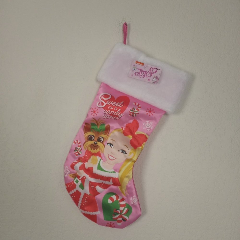 JoJo‎ Siwa - Sweet As A Candy Cane W/Bow Dog Christmas Holiday Stocking 1…